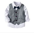 thumbnail image 3 of Baby Boy Formal Outfit Tuxedo Plaid Gentleman Suit Onesie Jumpsuit, 3 of 7