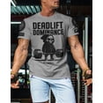 thumbnail image 3 of Gymish Deadlift Dominance Workout T-Shirt – Funny Gym Shirt for Men, Heather Grey with Sleeve Logo, Large, 3 of 6
