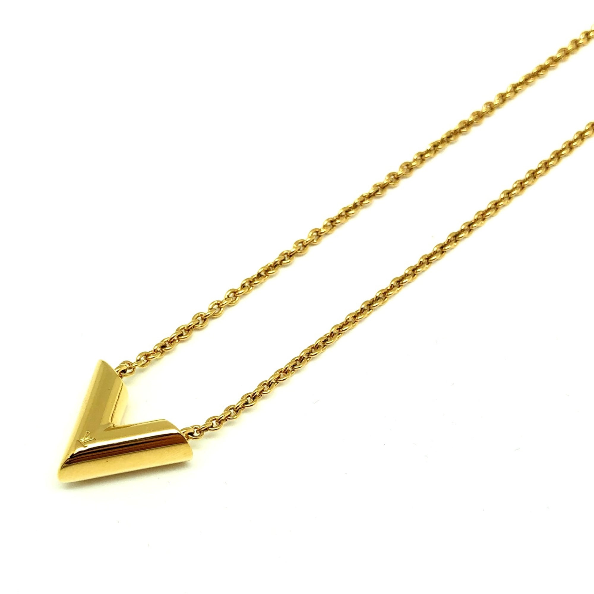 Louis Vuitton Necklace Women M61083 Essential V Gold LV Logo W/Box