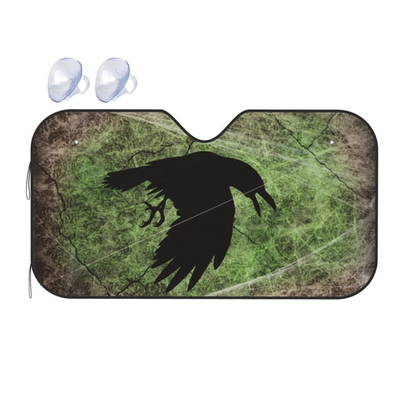 YFYANG Front Windshield Sun Shade, Mysterious Black Bird Foldable Car Visor for Cars, Trucks, SUVs, Small