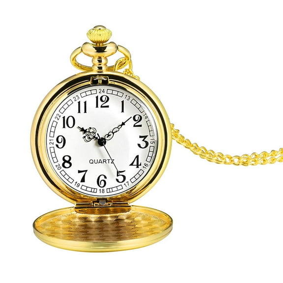 Smooth Pocket Watch for Men Quartz Arabic Digital Dial with Chain, Quartz Men's Pocket Watch, Christmas Graduation Birthday Gifts Fathers Day