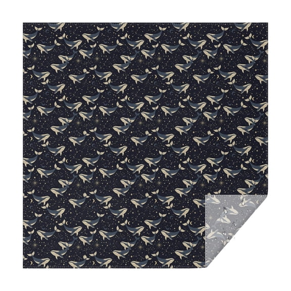 70x70 Inch Square Tablecloth, Thick & Durable, Washable, Fits Square or Round Table, Party, Wedding, Buffet,Whale Constellation Dark Blue Pattern