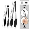 thumbnail image 2 of BangShou Kitchen Tongs with Silicone Tips Stainless Steel for Cooking Food Tongs 2 Pack 9" 12", Black, 2 of 10