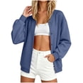 thumbnail image 6 of BRGZLK Button Down Sweatshirt Jacket for Women Casual Trendy Long Sleeve Open Front Cardigan Sweatshirts with Pockets Fall Winter Oversized Outfits 2026 Navy XL, 6 of 9