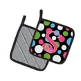 thumbnail image 2 of Carolines Treasures CJ1038-SPTHD Letter S Initial Monogram - Polkadots and Pink Pair of Pot Holders, 7.5HX7.5W,, 2 of 3