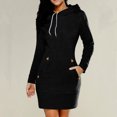 thumbnail image 2 of Printemps Automne à Capuche Cordon Sweat-Shirt Femmes Mode Solide Poche Paquet Hip Dames Mini Robes Grande Taille, 2 of 7