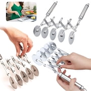VONTER 5 Wheel Pastry Cutter, adjustable Stainless Steel Expandable Divider with Handle Pizza Slicer Multi-Round Pastry Knife cake slicer dough roller, Easy to Use (Portable Size: 2.3"x10.7")