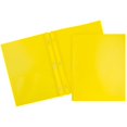 thumbnail image 1 of Carpetas Pop De Plástico De Color Jam Paper, Carpetas Duraderas De 2 Bolsillos Con Cierres De Sujeción De Puntas Metálicas, Amarillo, Paquete De 3, 1 of 5