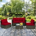 thumbnail image 3 of GVN Patio Rattan Bar Serving Cart with Glass Top and Handle, 3 of 11