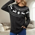 thumbnail image 2 of Women Christmas Outfit Elegant Fair Isle Knit Pullover Sweater for Women Cozy Winter Wear Soft Yarn Comfortable Loose Fit Casual Turtleneck Top Cold Weather Fashion Black XL, 2 of 6