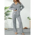 thumbnail image 5 of Liacowi Women 2 Piece Pant Set Aesthetic Print Long Sleeve Top Shirt + Long Trousers Casual Summer Beach Holiday Suits Outfits, 5 of 9