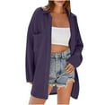 thumbnail image 2 of FRSASU Women's Lightweight Cardigan Casual Soft Long Sleeve Drop Shoulder Solid Color Knit Mid-Length Loose Cardigans Purple XL(XL), 2 of 7
