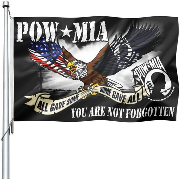 TOPFLAGS 3' x 5' American Pow Mia Eagle Flags 3x5 Outdoor- Durable Heavy Duty All Gave Some Gave All You are Not Frgotten Veterans Military Flag Banner with 2 Grommets