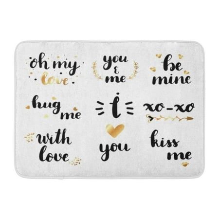 Valentine Love Letters - GODPOK Branch Love Happy Valentines Day Lettering with Letters and Gold Beautiful Calligraphic Rug Doormat Bath Mat 23.6x15.7 inch