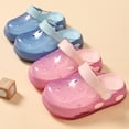 thumbnail image 5 of Huowey Baby Girls Kids Garden Clogs Cute Solid Color Transparent Stylish Lightweight Anti- Flat Sole Slides Sandals Waterproof Beach Pool Holiday Comfy Casual Water Shoes,Blue,12-18 Months, 5 of 5