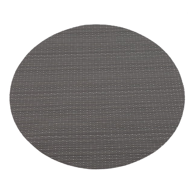 Mantel individual tejido redondo de PVC, manteles individuales, vajilla, posavasos, herramienta de cocina (gris)