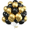 PartyWoo Gold and Black Balloons, 60 pcs of Black Balloons, Gold Metallic Balloons for Black Gold Party Decorations, Hip Hop Party Decorations, Hollywood Party Decorations, Disco Party Decorations