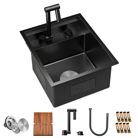 RV Kitchen Sink,15*18*9" Drop in Bar Sink, 16 Gauge Stainless Steel Single Bowl