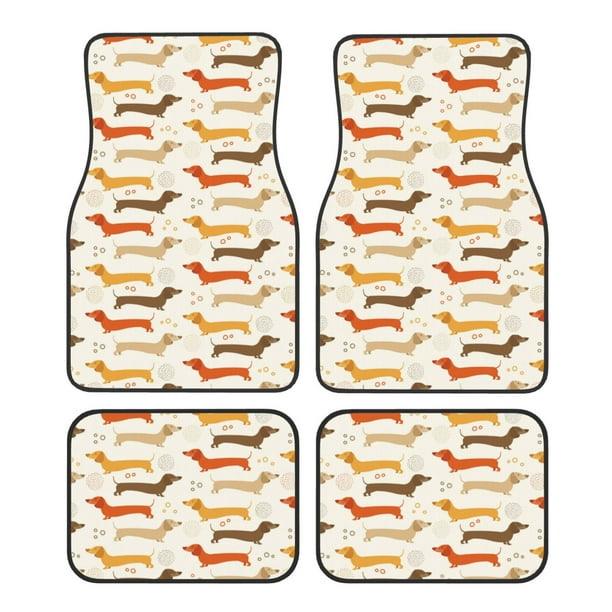 Fotbe Dachshund Juego de 4 Tapetes para Auto con Estampado – Alfombrillas de Goma Reforzada, Diseño Antideslizante, Protección para Todo el Año – Vehículos, Autos, Camionetas y SUVs