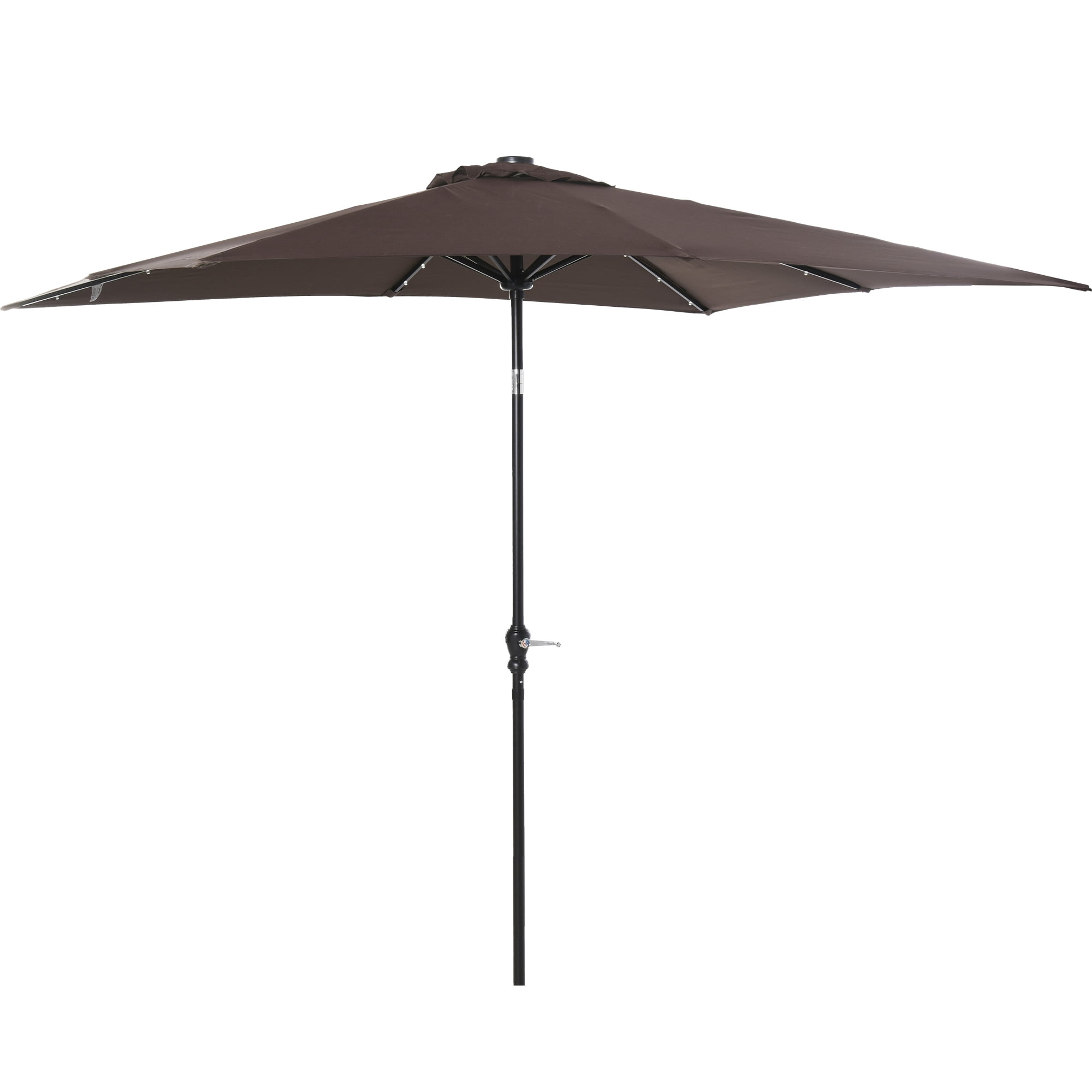 Outsunny 9' x 7' Solar Umbrella, Patio Umbrella with LED Lights, Brown