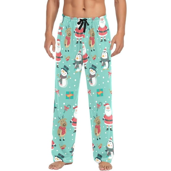 Top-kevin Men's Pajama Pants Christmas Cotton Pajama Bottoms Winter Soft Lounge PJ Pants