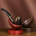thumbnail image 4 of Red Ebony Wood Pipe Stand – Reddish Brown, Spoon-Shaped, Single Holder Display Base, 4 of 7