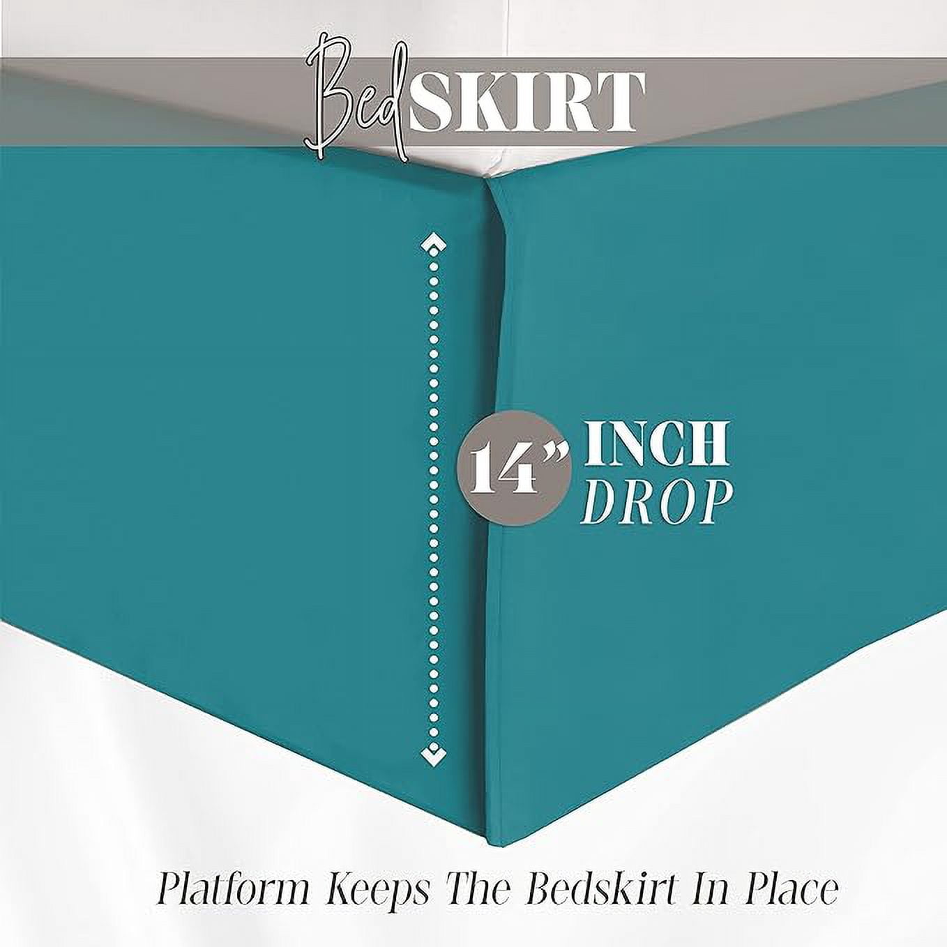 Elegant Comfort 1-Piece Solid Bed Skirt, 1500 Thread Count, Minimalist Design, Easy Care, Wrinkle and Stain Resistant , Twin, Tempo Teal
