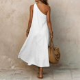 thumbnail image 5 of Women's One Shoulder Maxi Dress, Sexy Asymmetric Sleeveless Long Dresses, Loose Fit Cotton Linen Feel Summer Beach Vacation Sundress with Pocket, 5 of 5