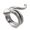 Silver, variant on Cuff Finger Black Ring Snake Statement Polished Textured Antique Size 5 Adjustable 15.5mm P464