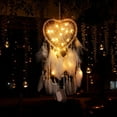 thumbnail image 4 of Atrapasueños de plumas, atrapasueños de plumas con luz LED, forma de corazón, atrapasueños de plumas exquisito hecho a mano, blanco ER, 4 of 5