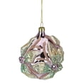 thumbnail image 4 of Northlight 4.25" Green Flowers on Pink Glass Christmas Ornament, 4 of 4