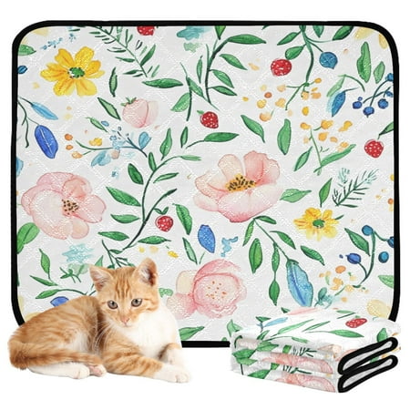 Washable Pet Pee Pads with Super Absorbent Reusable Training Pads for Dogs & Cats Wildflowers and Berries