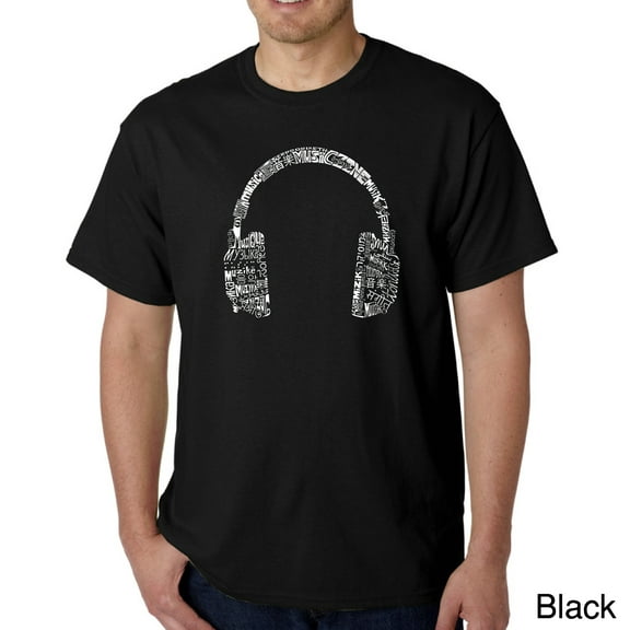 LA Pop Art Men's Word Art T-Shirt - HEADPHONES - LANGUAGES