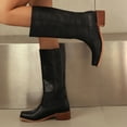 thumbnail image 5 of Square Toe Western Boots for Women Pull on Cowgirl Boots Retro Chunky Heel Wide Mid Calf Long Booties, 5 of 7
