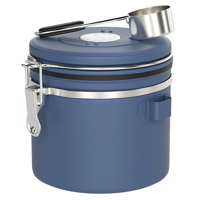 1 x tarro sellado para granos de café, de acero inoxidable 304, con válvula de escape, recipiente de almacenamiento sellado con cuchara