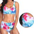 thumbnail image 3 of 1 Set Bikini Swimsuits Flower Pattern Bikini Set Two Piece Bathing Swim Suites for Girls Women (Red) Size S, 3 of 8
