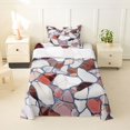 thumbnail image 2 of Manfei Terrazzo Tile Twin Sheets, Modern Stone Mosaic Bedding, Reddish Brown, 3 Pieces, 1 Flat Sheet, 1 Fitted Sheet and 1 Pillowcase, 2 of 6