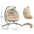 thumbnail image 5 of Dextrus Outdoor Double Hanging Egg Swing Chair: Cozy Seating for Two, Wicker Rattan Love Seat with Cushions, 500lbs Weight Capacity, Perfect for Patio, Balcony, Poolside, Round Khaki, 5 of 5