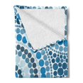thumbnail image 2 of Geometric Soft Flannel Fleece Blanket, Concentric Circles Mosaic Tiles Consist of Smaller Dots in Blue Shades Design, Cozy Plush for Indoor and Outdoor Use, 50" x 70", Blue and White, by Ambesonne, 2 of 5