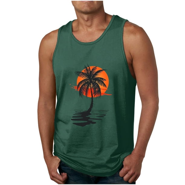 Camisetas de Tanque de los Hombres Tanque de los Hombres Incolor Gradiente de Impresión Cuello Redondo Correa Delgada Fuga Atrás Regular Casual Deportes Blusas de Tanque