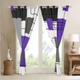 thumbnail image 4 of Black White Grey Purple 30%-50% Blackout Curtains 38"Wx45"L Geometric Square Window Curtains Bedroom Modern Geometry Stripes Window Curtains Abstract Window Treatments 2 Panels, 4 of 6