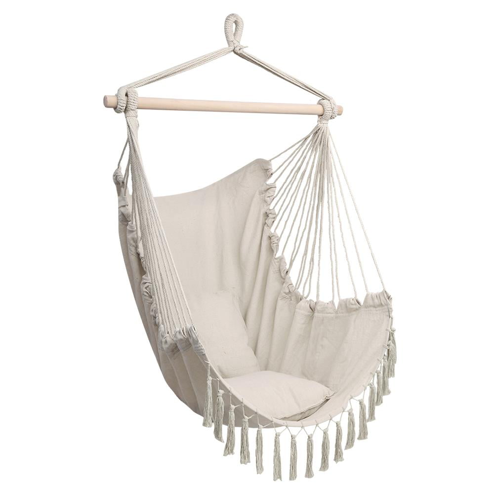 Details about    Hammock Chair Hanging Swing 2 Cushions Included,Durable Stainless Dark Grey 