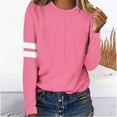 thumbnail image 4 of YUGYXL Womens Sweatshirts Round Neck Fashionable Casual Long Sleeved Tops Pink L, 4 of 7