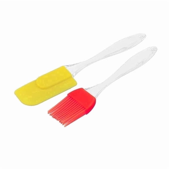 Abbex- Silicone Oil Brush and Spatula Set with Clear Handle for Baking Cooking BBQ – 2 Pieces