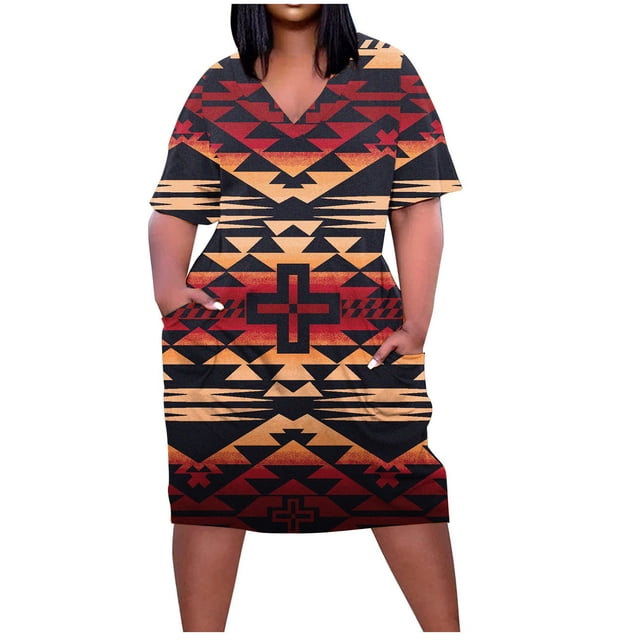QIPOPIQ Robes pour Femmes avec Poches Manches Courtes Robe Grande Taille pour l'Été Robe Col en V Robes Décontractées Robes d'Été Genou Offres 2023