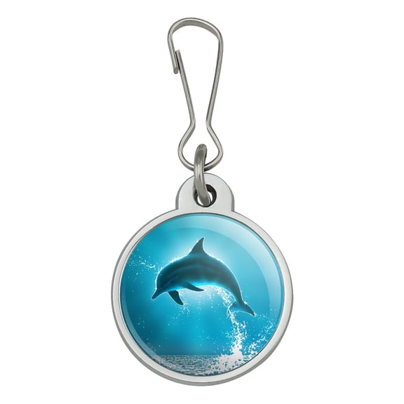 Leaping Dolphin Ocean Light Jacket Handbag Purse Luggage Backpack Zipper Pull Charm