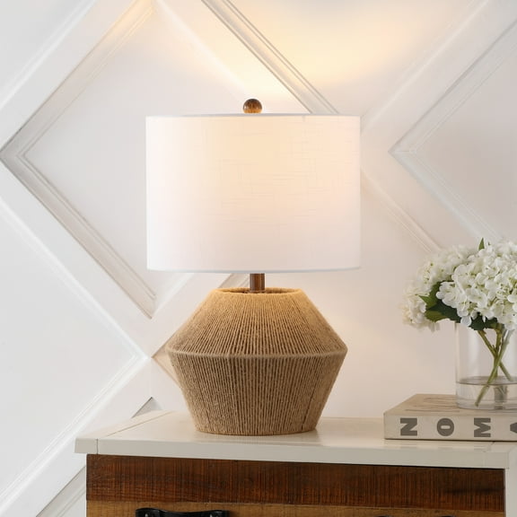 JONATHAN Y Alma 21.75" Coastal Rustic Iron/Rope LED Table Lamp, Brown, JYL4049A