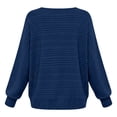 thumbnail image 4 of SSZMDLB Women Long Sleeve Knitted Sweater Round Neck Loose Fit Solid Casual Basic Tops for Travel Fall Winter Ladies Pullover Comfortable Everyday Wear, Dark Blue S, 4 of 8