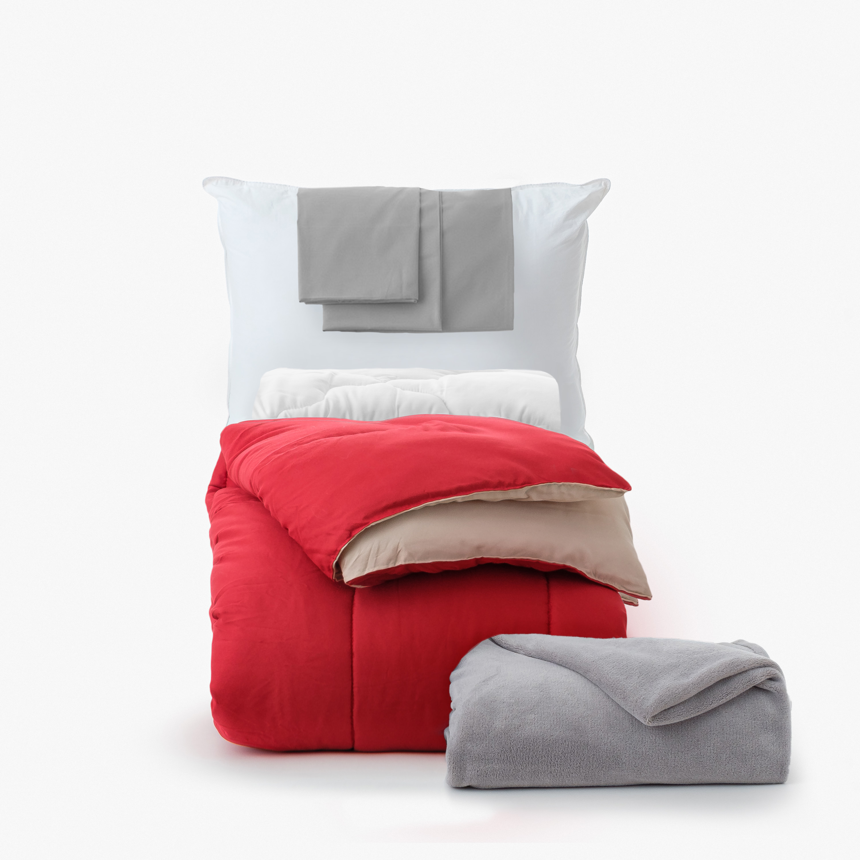 Dawn 7Piece College Dorm Bedding Bundle in Brick and Burgundy, Twin XL