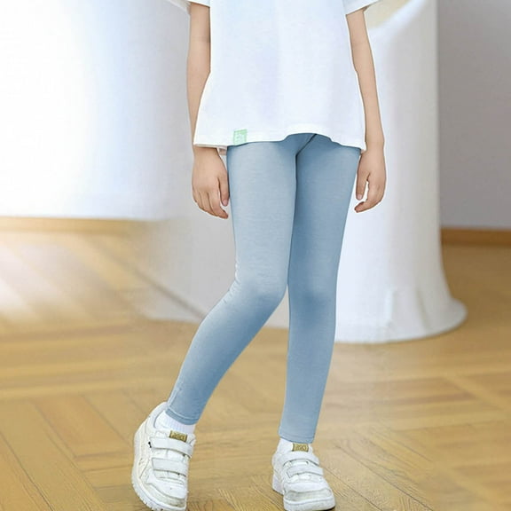 hengsof Girls' Spring Thin Leggings Stylish Elastic Waist Casual Leggings Comfortable Soft Sports Pants, Sizes 3-13 Years Old
